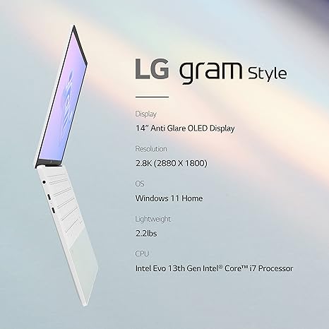 LG Gram Style 14” OLED i7-1360P 16GB 512GB SSD 14Z90RS-K.AAW7U1 - Dynamic White - Like New