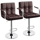 Yaheetech Bar Stools Set of 2, Swivel with Backs, Adjustable Height, Brown - Brand New