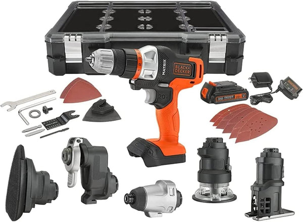 BLACK+DECKER 20V MAX MATRIX Drill, Power Tool Combo Kit, 6-Tool Set - Black - Like New