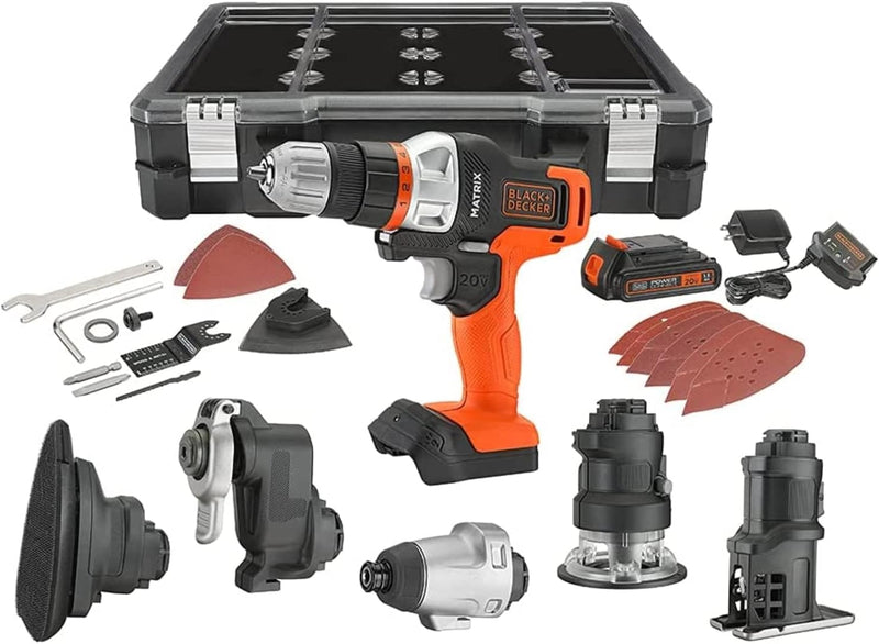 BLACK+DECKER 20V MAX MATRIX Drill, Power Tool Combo Kit, 6-Tool Set - Black - Like New