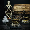 WoodWolf Whiskey Set in a Premium Wooden Barrel Whiskey Glasses Set of 2 - Brand New