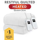SUNBEAM HEATED MATTRESS PAD QUILTED 12 HEAT SETTINGS DUAL ZONE 32810029 - WHITE - Like New