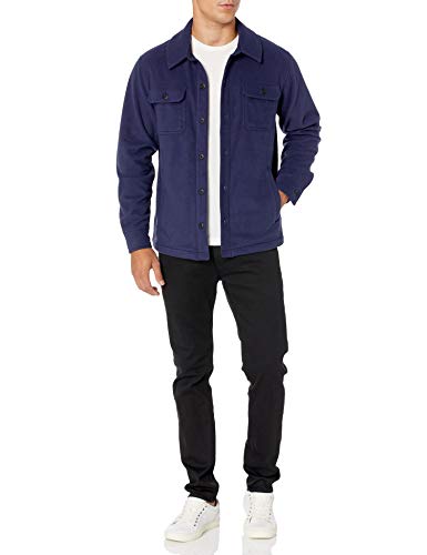 AMAZON ESSENTIALS MEN'S LONG-SLEEVE POLAR FLEECE SHIRT JACKET NAVY SIZE:M - Brand New