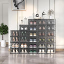FKPRORJV LARGE SHOE STORAGE BOXES ORGANIZERS PLASTIC STACKABLE 12 PACK - BLACK - Like New