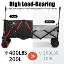 B0C6X3X8HG Collapsible Wagon Cart Wagons Carts Heavy Duty Foldable - Gray - Brand New