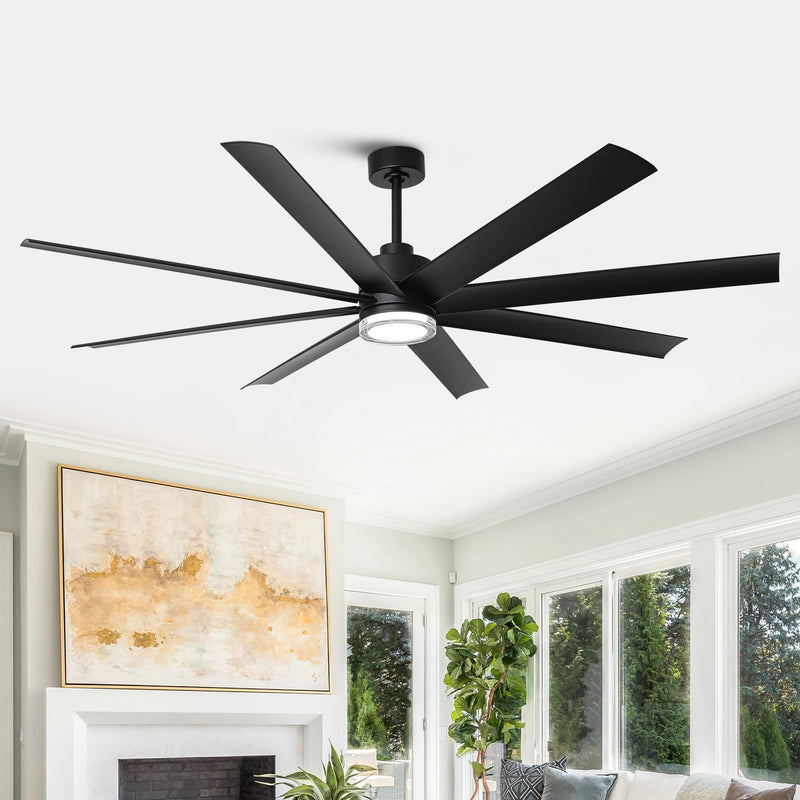 PARROT UNCLE 72" INDOOR INTEGRATED LED SMART CEILING FAN, LIGHT, REMOTE - BLACK - Like New