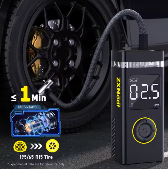 ZXNCAR RECHARGEABLE AIR PUMP TIRE INFLATOR PORTABLE COMPRESSOR DIGITAL - BLACK - Like New