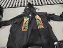 PORT & COMPANY BLACK ZIP-UP GRAPHIC UNISEX HOODIE - SIZE: MEN L WOMEN L - BLACK - Like New