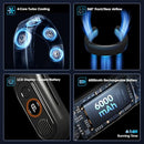 OLV RECHARGEABLE 4 TURBO 6000MAH PORTABLE NECK FAN - 360 AIRFLOW - BLACK - Like New