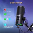 MAONO USB Gaming Microphone for PC, Programmable Condenser Mic, DM30 - Black Like New