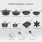 JEETEE Pots and Pans Set Nonstick 20PCS Granite Coating Induction - Gray/Granite - Like New