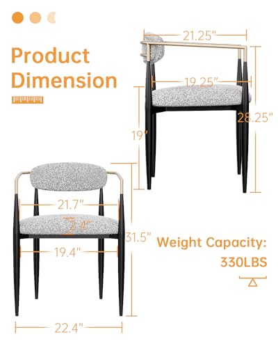 Morden Fort Modern Boucle Dining Chairs Luxury Upholstered Backrest Set of 2 - Like New