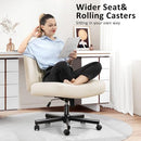 Darkecho Criss Cross Chair with Wheels Padded Leather Spring Cushion - Beige - Like New