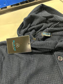 BLUE ICE WAFFLE KNIT HOODED SWEATER - SIZE: MEN M - NAVY - Brand New