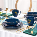 M-MAX Dinnerware Set Ceramic Plates and Bowls Sets 6 Pcs, Blue Service - Blue - Like New