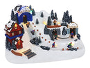 TOP TREASURES CHRISTMAS VILLAGE SKI RESORT WITH MOVING SKIERS TABLETOP DISPLAY - Like New