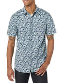 AEM20109SS22 AMAZON ESSENTIALS MEN'S SLIM-FIT SHORT-SLEEVE POPLIN BLUE FLORAL L - Brand New