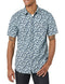 AEM20109SS22 AMAZON ESSENTIALS MEN'S SLIM-FIT SHORT-SLEEVE POPLIN BLUE FLORAL L - Brand New