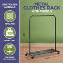 Lifemaster Alloy Steel Clothes Rack Pack of 1 VERSATILE LNCOATRA - BLACK - Like New