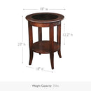 10036 LEICK HOME SHELDON ROUND END TABLE 18" CHOCOLATE OAK - CHOCOLATE OAK GLASS - Like New