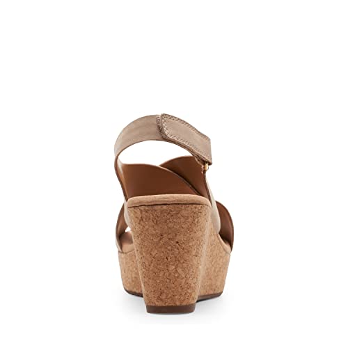 261248684050 CLARKS WOMEN ANNADEL EIRWYN WEDGE SANDAL SAND NUBUCK SIZE 9.5 - Like New