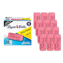 PAPER MATE ERASERS PINK PEARL 12 COUNT LATEX AND SMUDGE FREE - Brand New