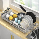 ACMETOP Dish Drying Rack 19" to 27" Expandable Heavy Duty Dish Drainer - Grey - Brand New