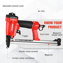 WORKPRO PNEUMATIC 20GA OIL-FREE STAPLE GUN T50 UPHOLSTERY STAPLER - RED/BLACK - Like New