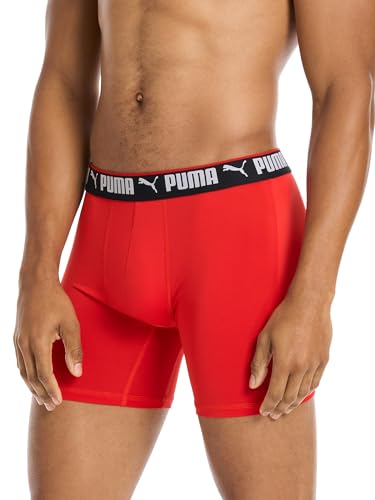 PCOREM151996 PUMA Men's 5 Pack Performance Boxer Briefs Navy/Red/Black L - Like New