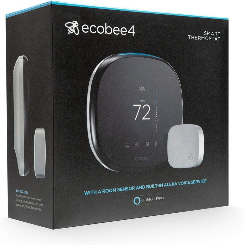 ECOBEE4 SMART THERMOSTAT WITH BUILT-IN ALEXA(THERMOSTAT ONLY) - BLACK - Like New