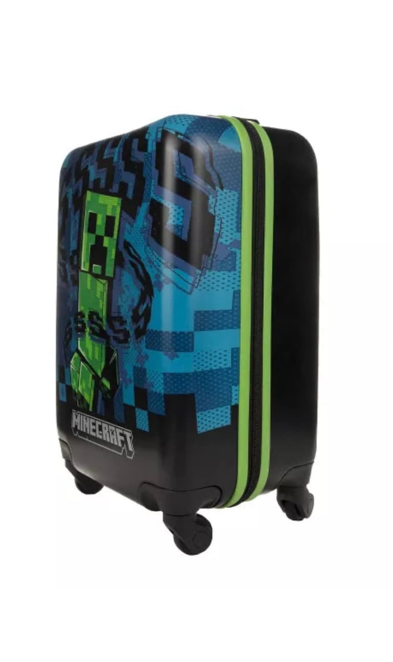 BIOWORLD MINECRAFT CREEPER KIDS' HARDSIDE CARRY ON SUITCASE - BLACK - Like New