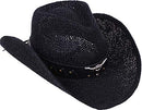 Livingston Men & Women's Woven Straw Cowboy Hat w/Hat Band - OS, Black - Like New