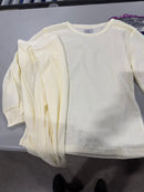 THERMA TEK 2PC WOMAN'S THERMAL WEAR BASE LAYER PANT/TOP COTTON WAFFLE M - CREAM - Like New