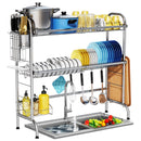 HOWDIA Stainless Steel 2-Tier Over The Sink Dish Drying Rack with Utensil Holder - Like New