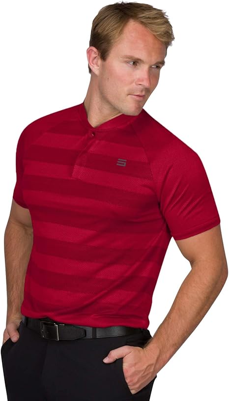 THREE SIXTY SIX MEN'S SHORT SLEEVE COLLARLESS GOLF POLO - SIZE: MEN S - PURE RED - Like New