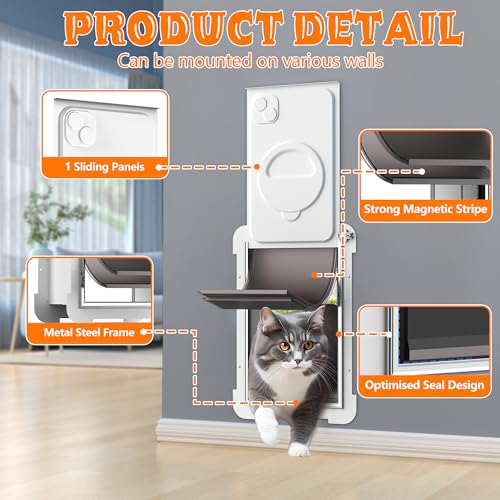 MIAOTONG Cat Door for Wall Upgraded Sealing Dog Door for Wall - Small - White - Like New