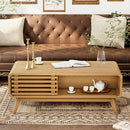 WINDSOR COFFEE TABLE,MID CENTURY MODERN TABLE STORAGE,SLIDING DOOR - OAK - Like New