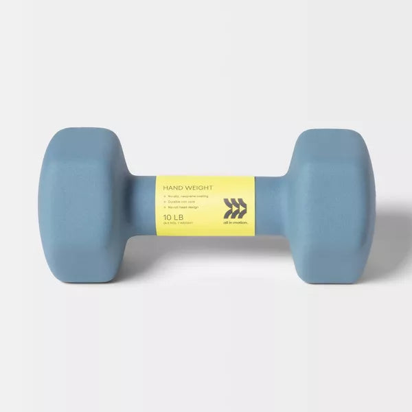ALL IN MOTION SINGLE 10 LB HEX DUMBBELL - NEOPRENE GRAY - Scratch & Dent