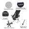 KINGCAMP LIGHTWEIGHT PADDED HIGHBACK FOLDING LOUNGE CHAIR, BLACK/GRAY - BLACK - Like New