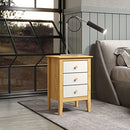 ADEPT JELA EASY PIECES SOLID WOOD 3 DRAWER END TABLE NATURAL W/WHITE FRONT - Brand New