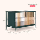 Dream On Me Clover 4-in-1 Modern Island Crib Rounded Spindles - Olive - Brand New