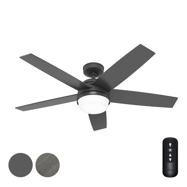 Hunter Fan 52" Ceiling Fan Lights Remote Control Matte Black CC52507 - Like New