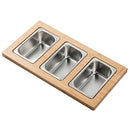Kraus Kore Serving Board Set with Square Stainless Steel Bowls (x3) - Brand New