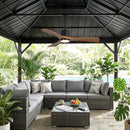 PARROT UNCLE 42" CLASSIC WATERPROOF WET OUTDOOR GAZEBO HOOK CEILING FAN - BROWN - Like New