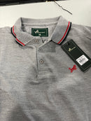 TIGER WOLF 3 BUTTON POLO SHIRT - SIZE: MEN M - GRAY/RED/BLACK - Brand New
