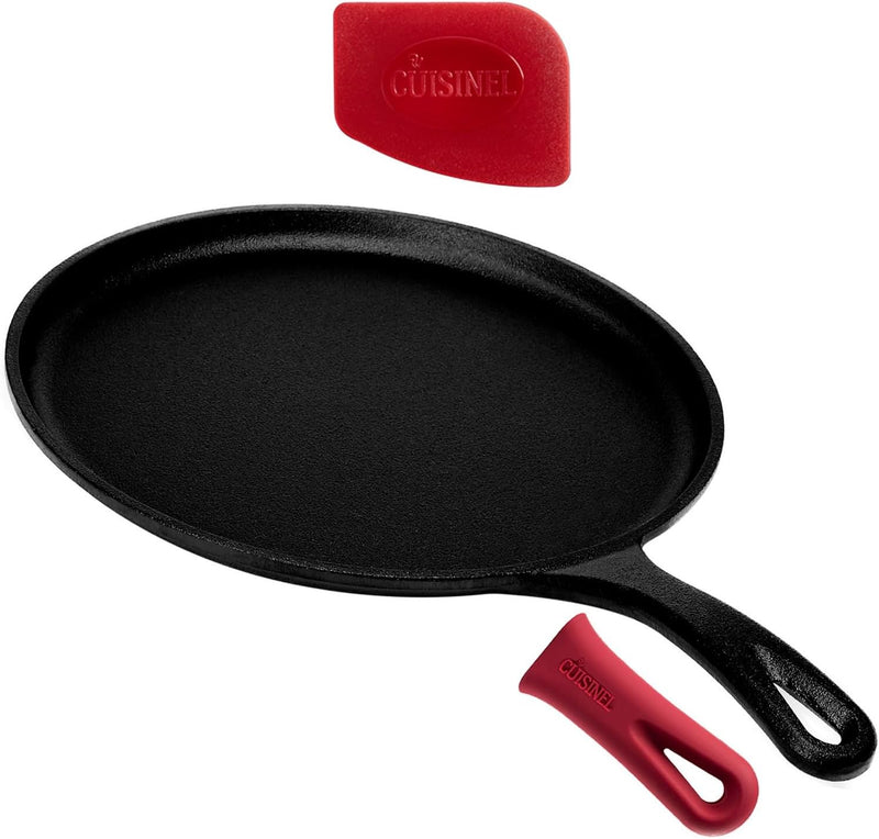 Cuisinel Cast Iron Round Griddle - 10.5" Crepe Maker + Silicone, C10-RG - BLACK - Like New