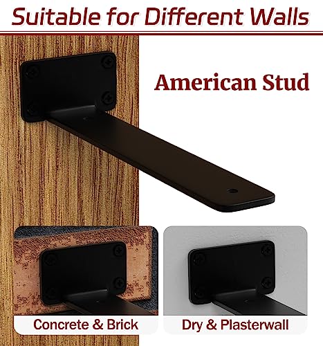 ISOKER Floating Shelf Bracket, 12 Pack Shelf Brackets, Hidden Shelf Bracket - Like New