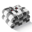 BENFOX Electric Heated Blanket 84"x 90" Sherpa Plaid 6 Heating Levels - Grey - Like New