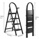 JOISCOPE 4 Step Ladder, Folding Step Stool, 250 Lbs Capacity, B0B56WPGYW - Black - Brand New