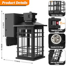 KONDRAS 2-PACK PORCH LIGHTS WITH GFCI OUTLET, MOTION SENSOR, 0815 - BLACK - Like New